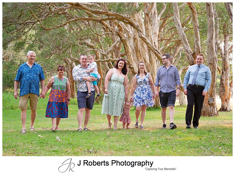 Extended Family Portraits Centennial Park Sydney in the Early Morning Smokey Light
